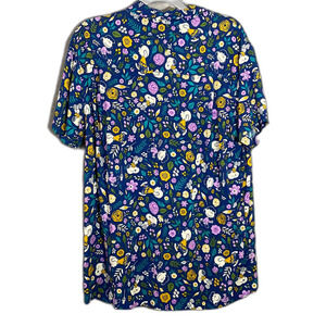 Peanuts Men's Shirt M Snoopy Lucy purple Floral Hawaiian multicolor button up